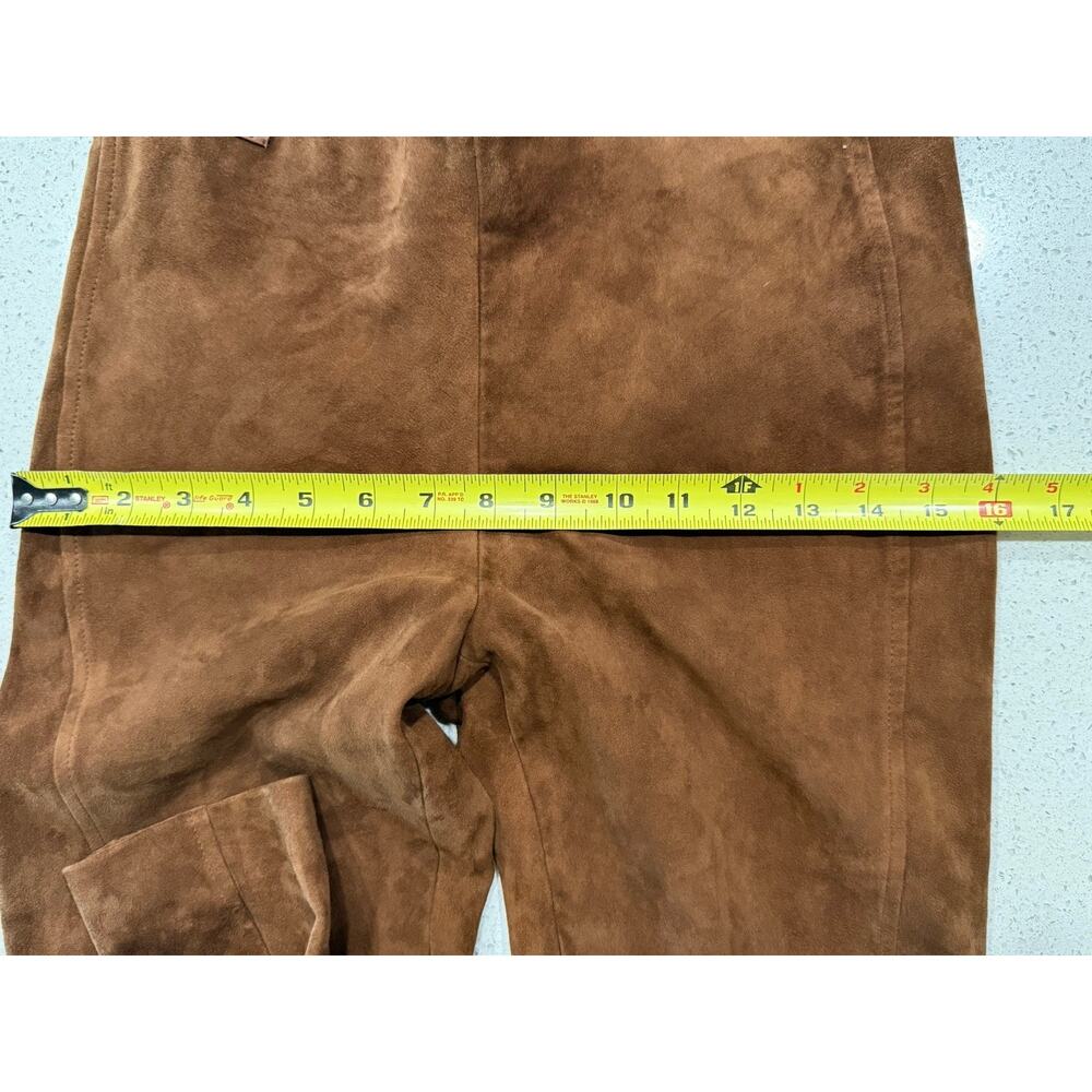 VTG Polo Ralph Lauren Lamb Suede Ankle Zip Pants Women’s Medium Brown Luxury - Picture 8 of 16